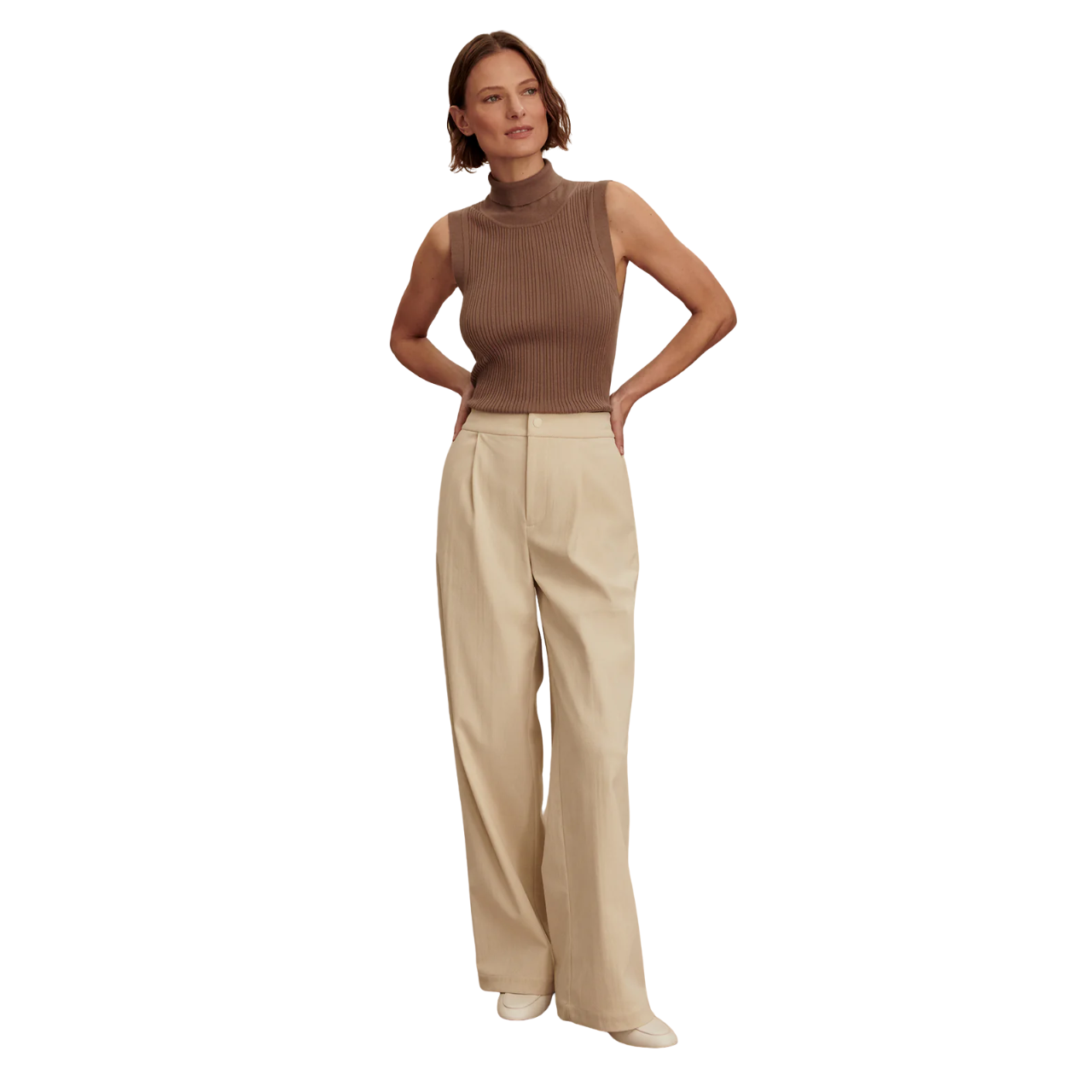 Anastasia Rib Knit Tank Taupe