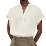 Gathered Nk Cap Blouse Creme