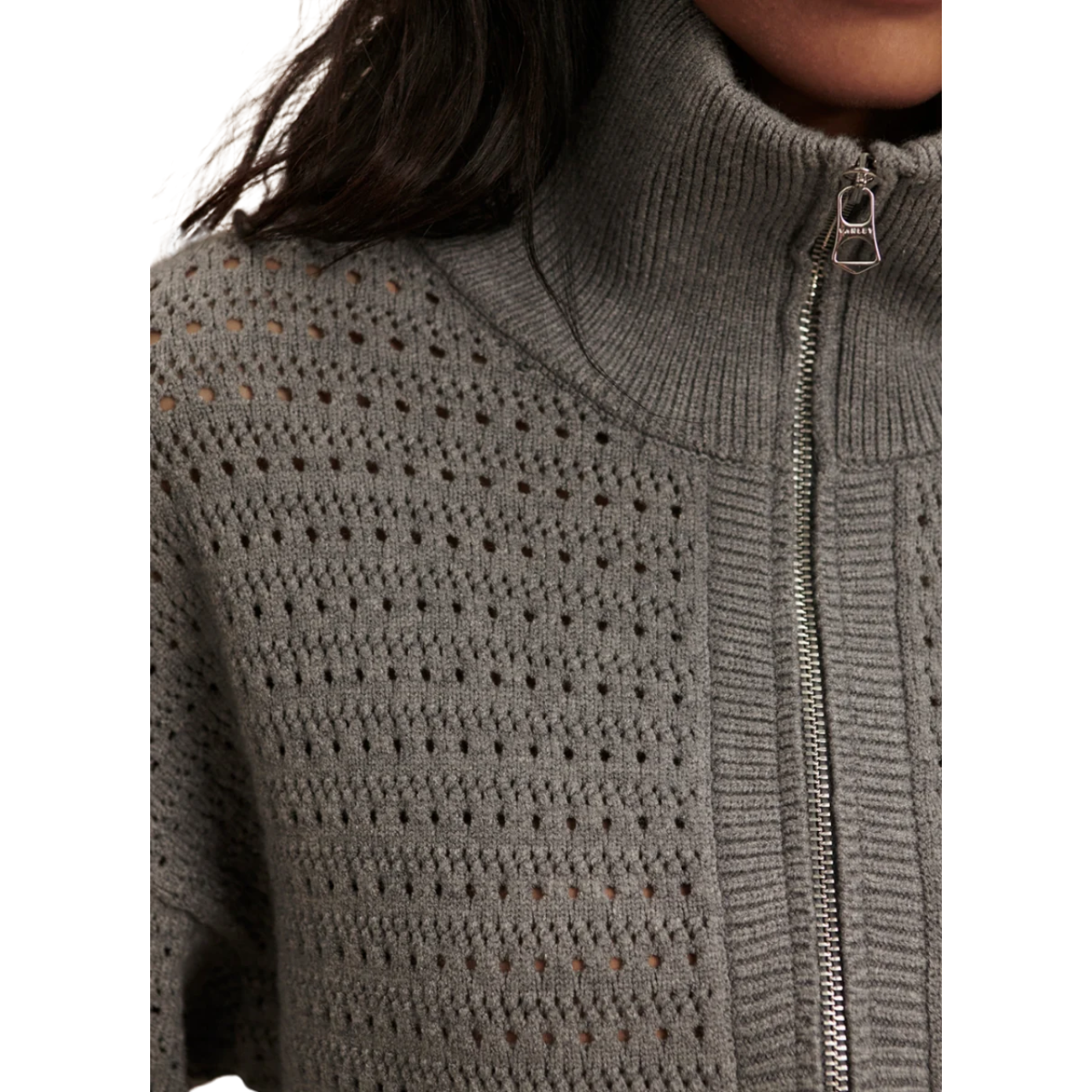 Darla Half Zip Knit - Silver Melange