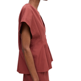 Cinched Cotton Top Red