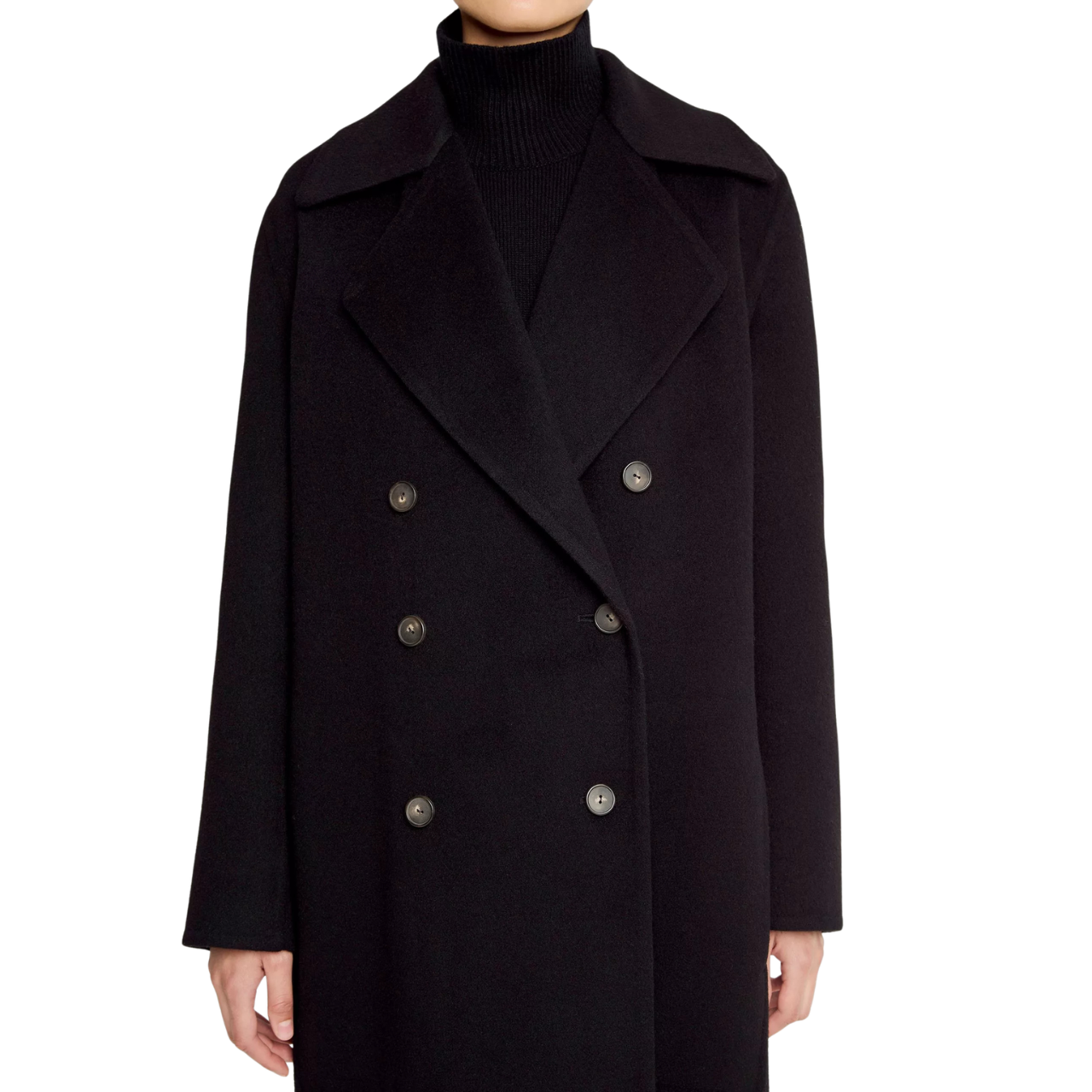Double Breasted Long Coat Black