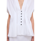 Cinched Cotton Top White