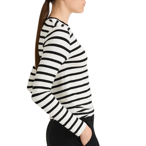 Jersey LS Top White Stripe