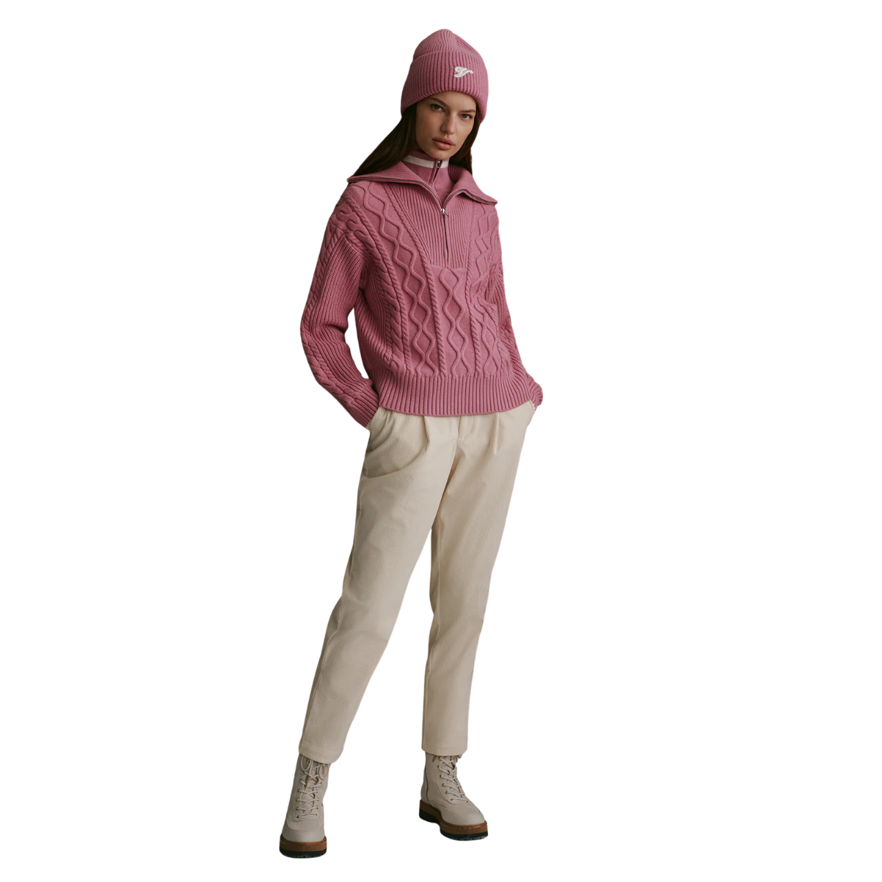 Didi Relaxed Cable Half Zip Mauve
