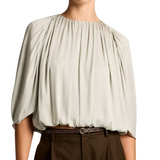 Gathered Cape Bubble Blouse Cloud