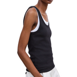 Fitted Rib Tank Top Black