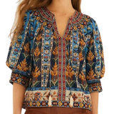 Embroidered Tapestry Blue Blouse