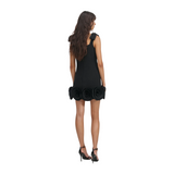 Crepe 3D Flower Mini Dress Black