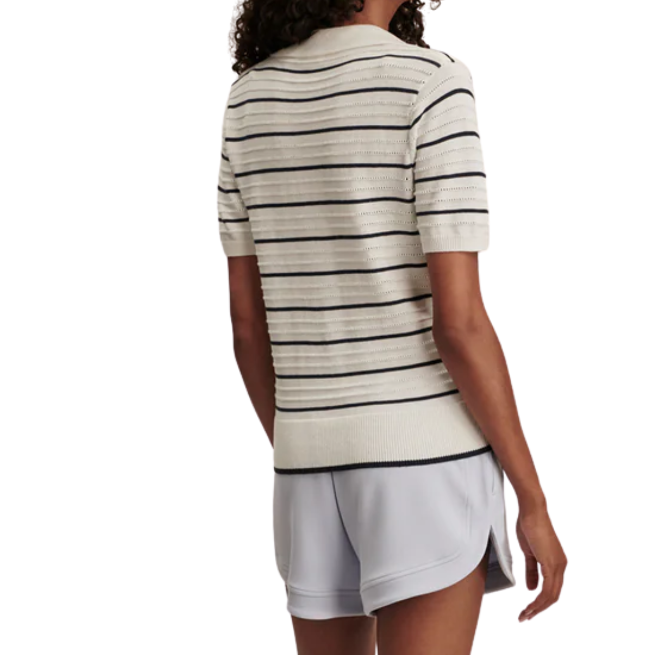 Wren White Blue Polo Knit Top