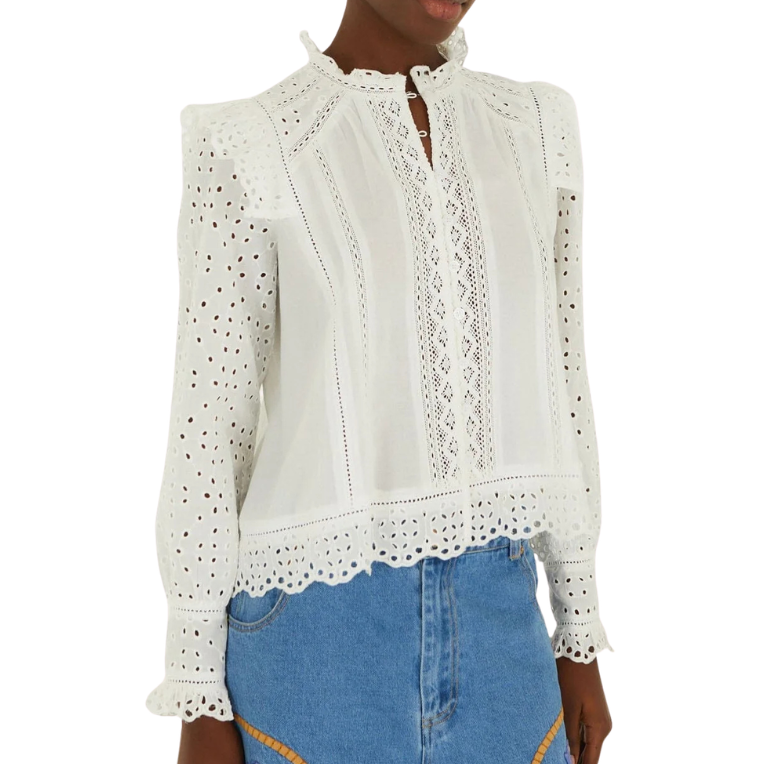 Long Sleeve Blouse English White