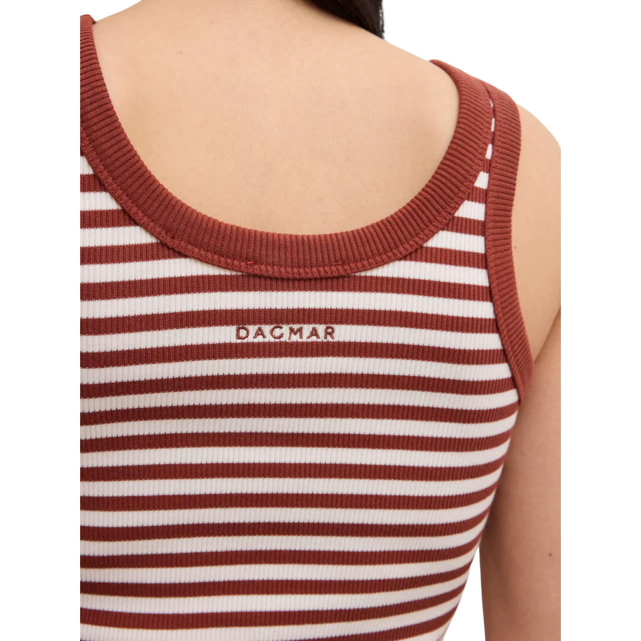 Ribbed Tank Top White/ Red