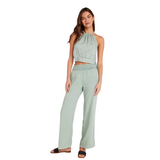 Smocked Waist Wide Leg Green