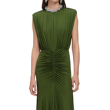 Olive Gathered Maxi Dress