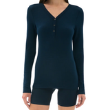 Louise Rib Henley LS Top Indigo