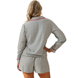 Ecovero Pyjama LS Top - Midnight Stripe