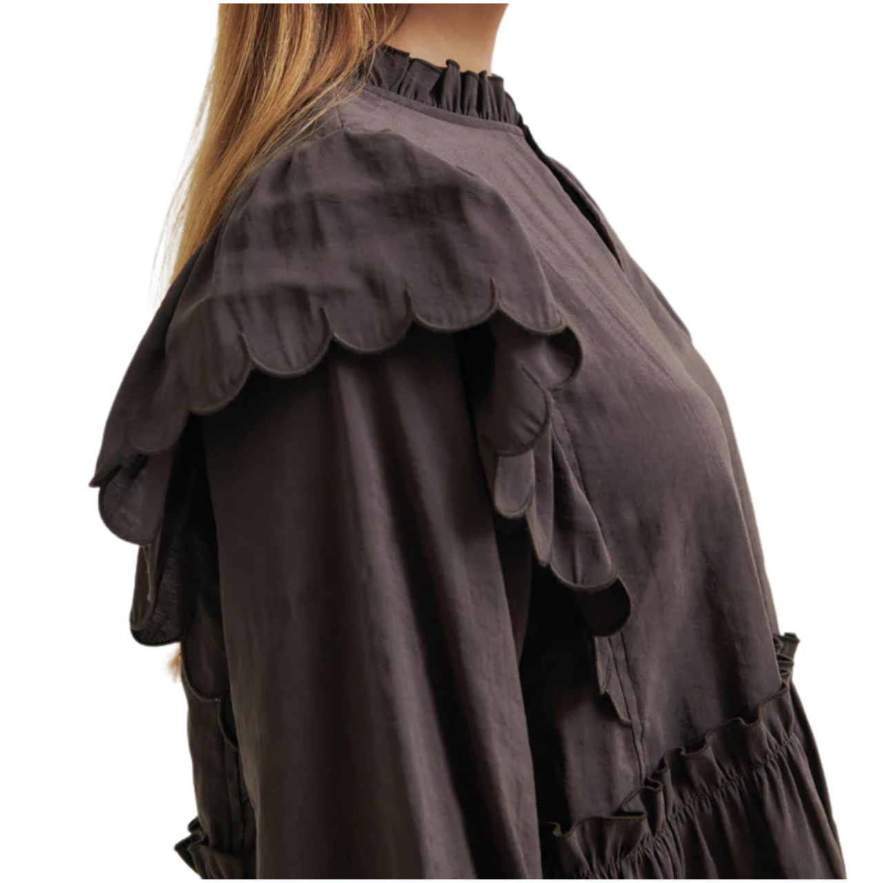 Terra Frill Blouse Chocolate Plum