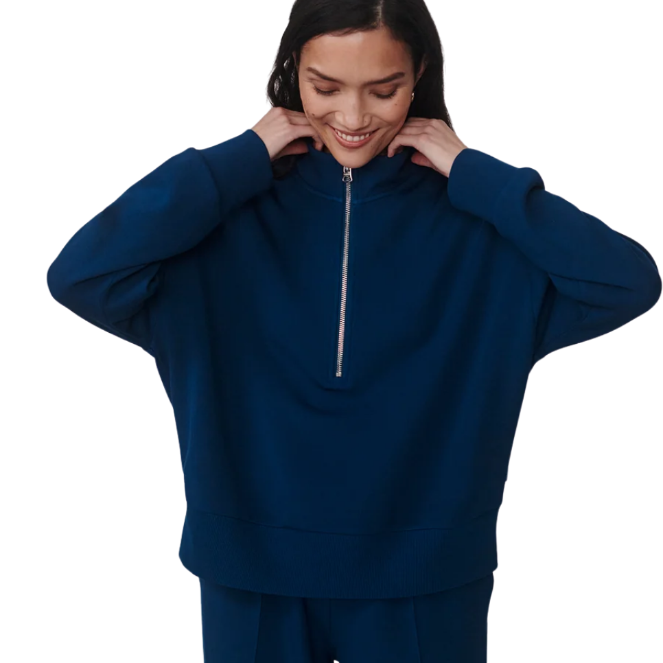 Mavis Mock Neck Sweat Sea Blue