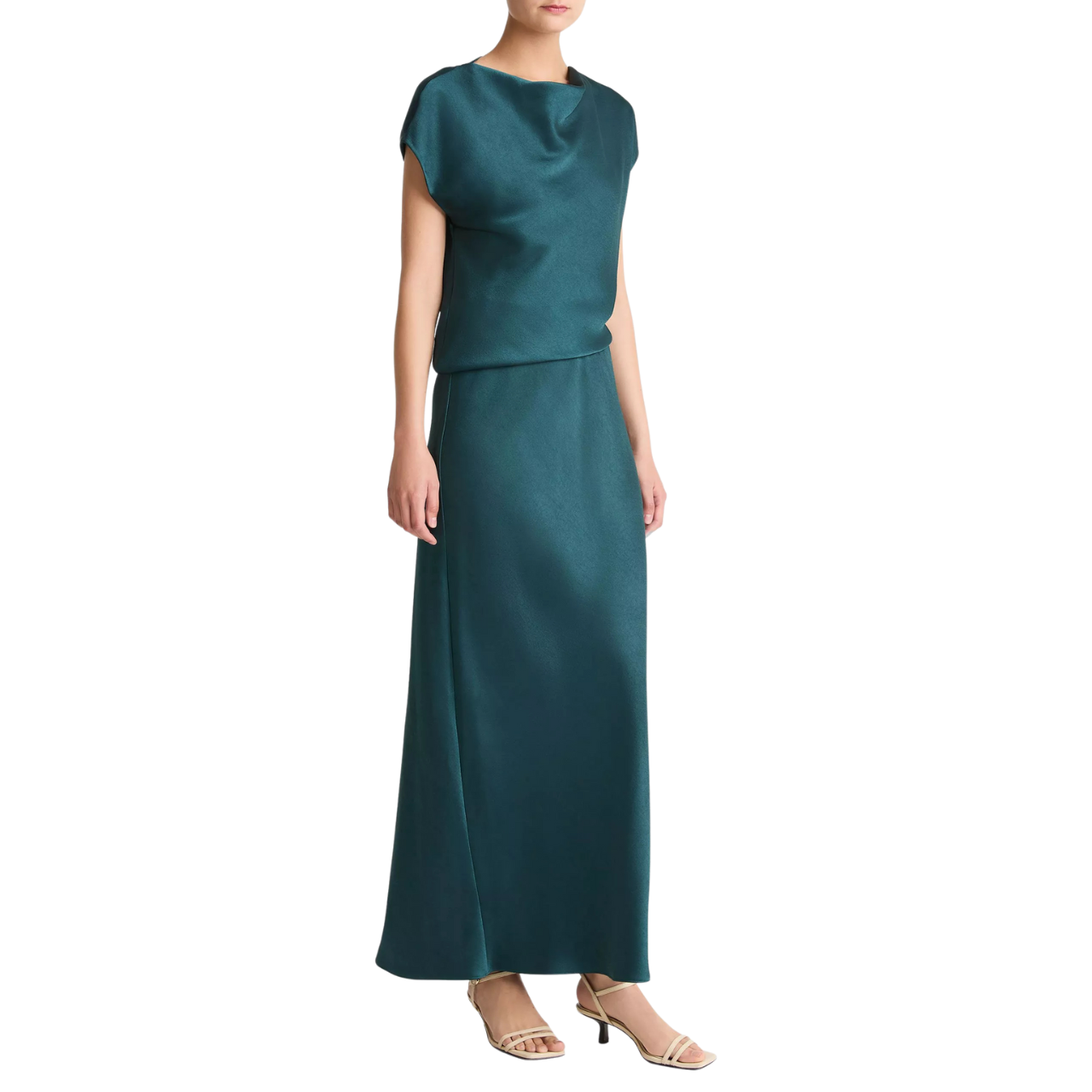 Draped Cowl Cap Sleeve Dress