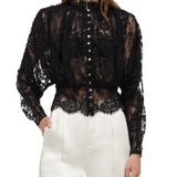 Black Lace High Neck Blouse