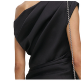 Black Taffeta Draped Top