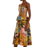 Tropical Painting Midi Dress