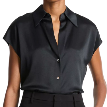 Cap Slv Ruched Blouse Black