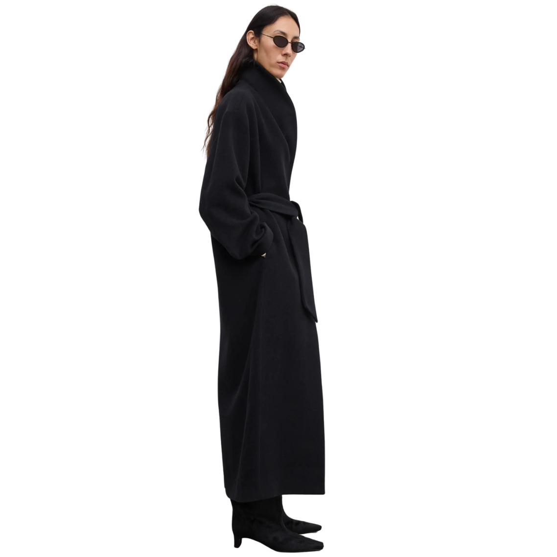 Black Single-Breasted Wool Coat