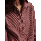 Maura Half Zip Rib Knit Mauve