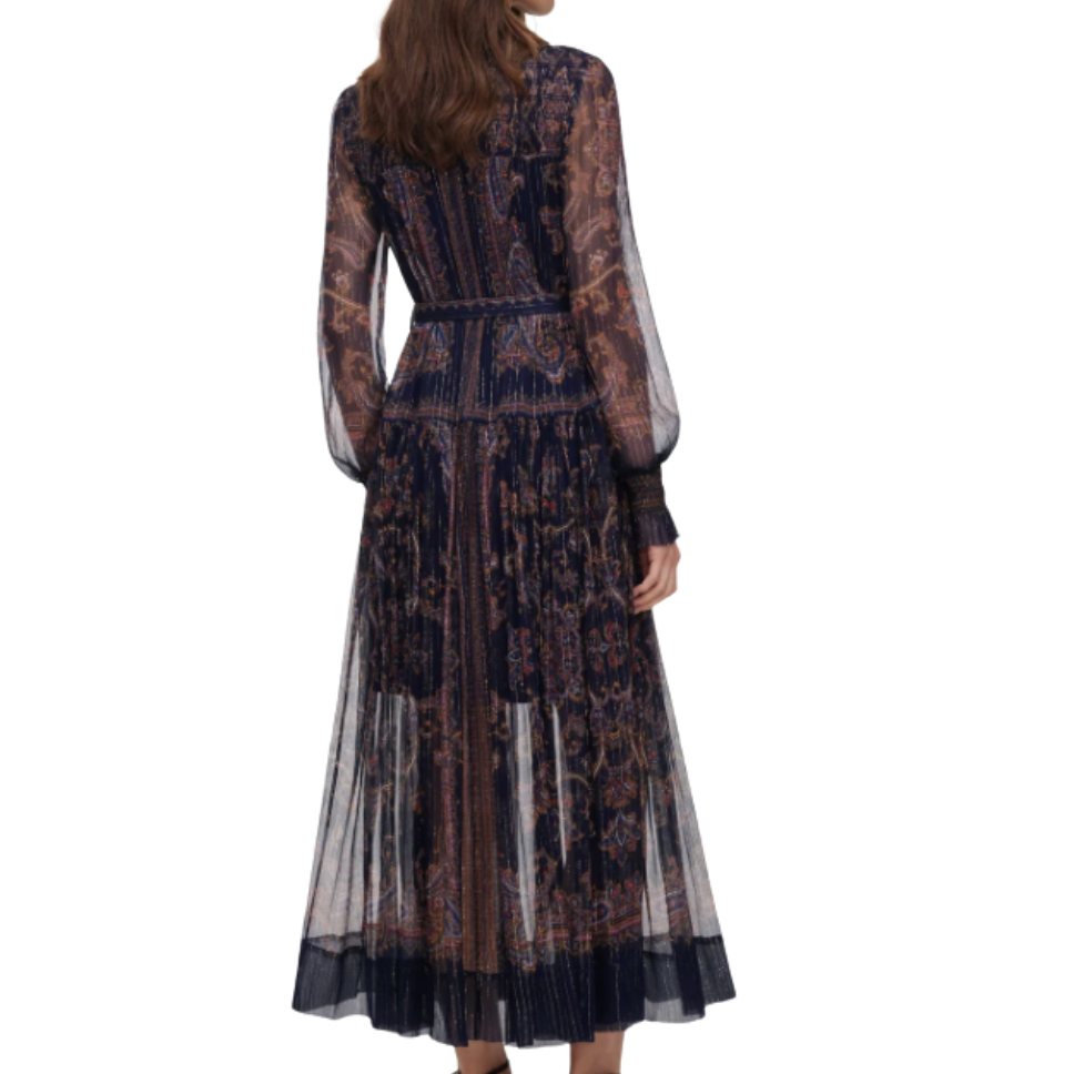 Navy Georgette Midi Dress