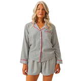 Ecovero Pyjama LS Top - Midnight Stripe