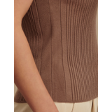 Anastasia Rib Knit Tank Taupe