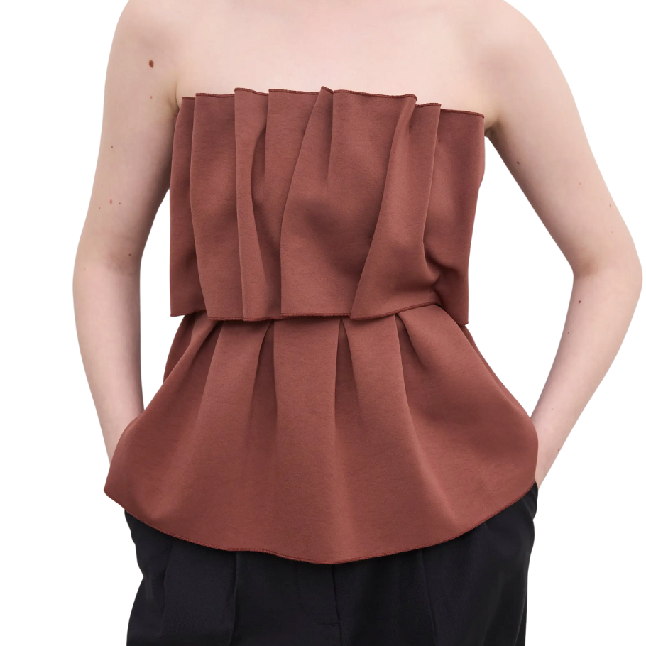 Sculpted Tube Top Mahogny Red