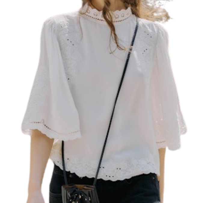 Palm Tree Embroidery Blouse