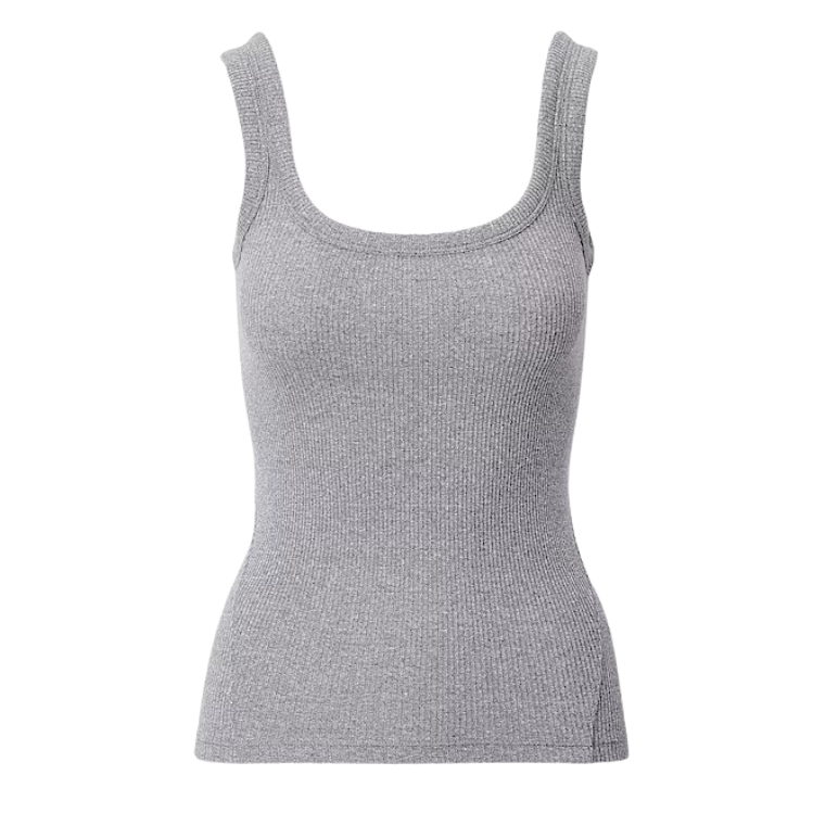The Essential Rib Heather U Neck Tank Grey
