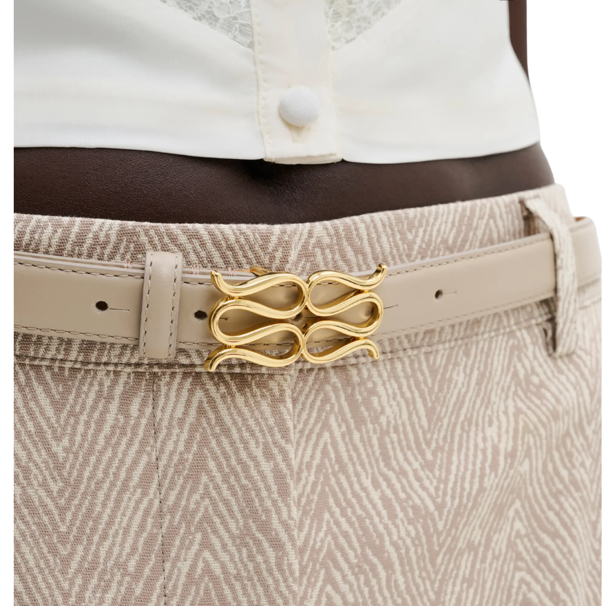 Monogram Leather Belt Light Taupe