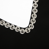 Crepe Crystal Trim Dress Black
