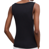Fitted Rib Tank Top Black