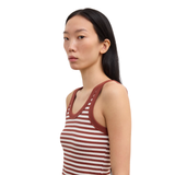 Ribbed Tank Top White/ Red
