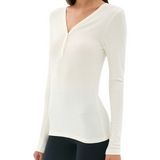 Louise Rib Henley LS Top White