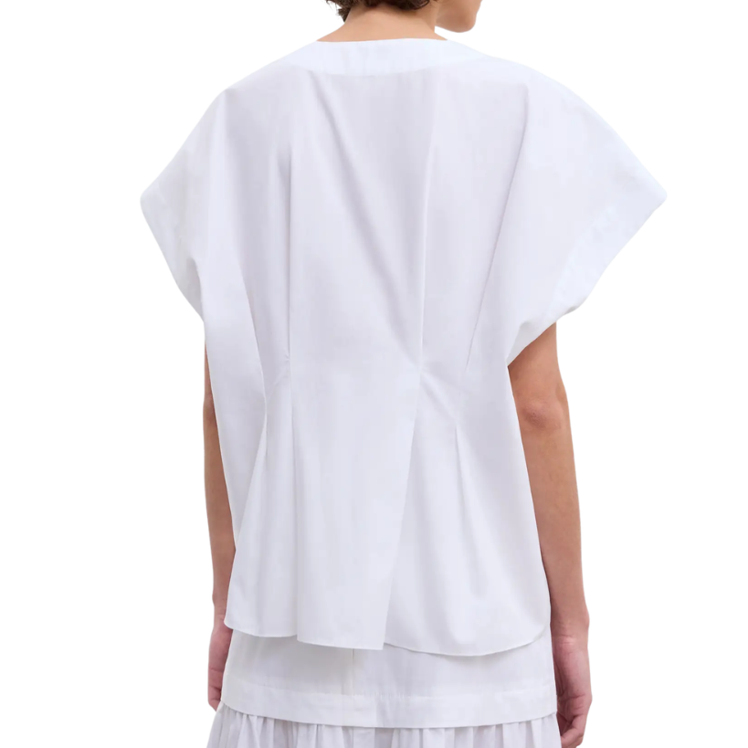 Cinched Cotton Top White