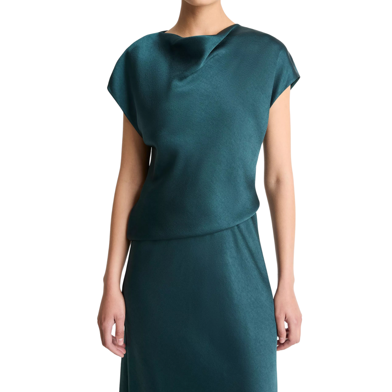 Draped Cowl Cap Sleeve Dress