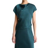 Draped Cowl Cap Sleeve Dress
