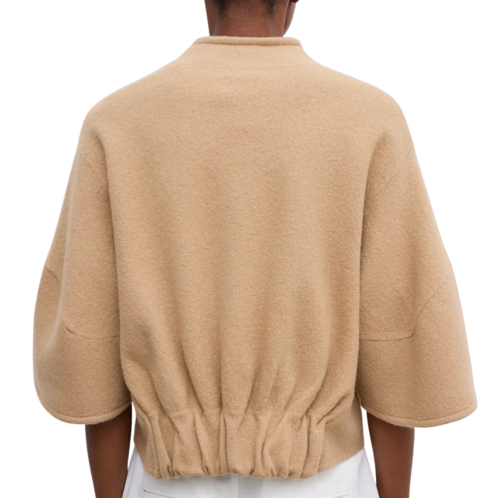 Short Wool Cardigan Camel