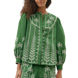 Green Cross Stich Embroidery Blouse