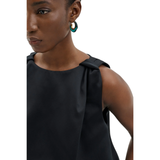 Valentina Knotted Shoulder Top Black