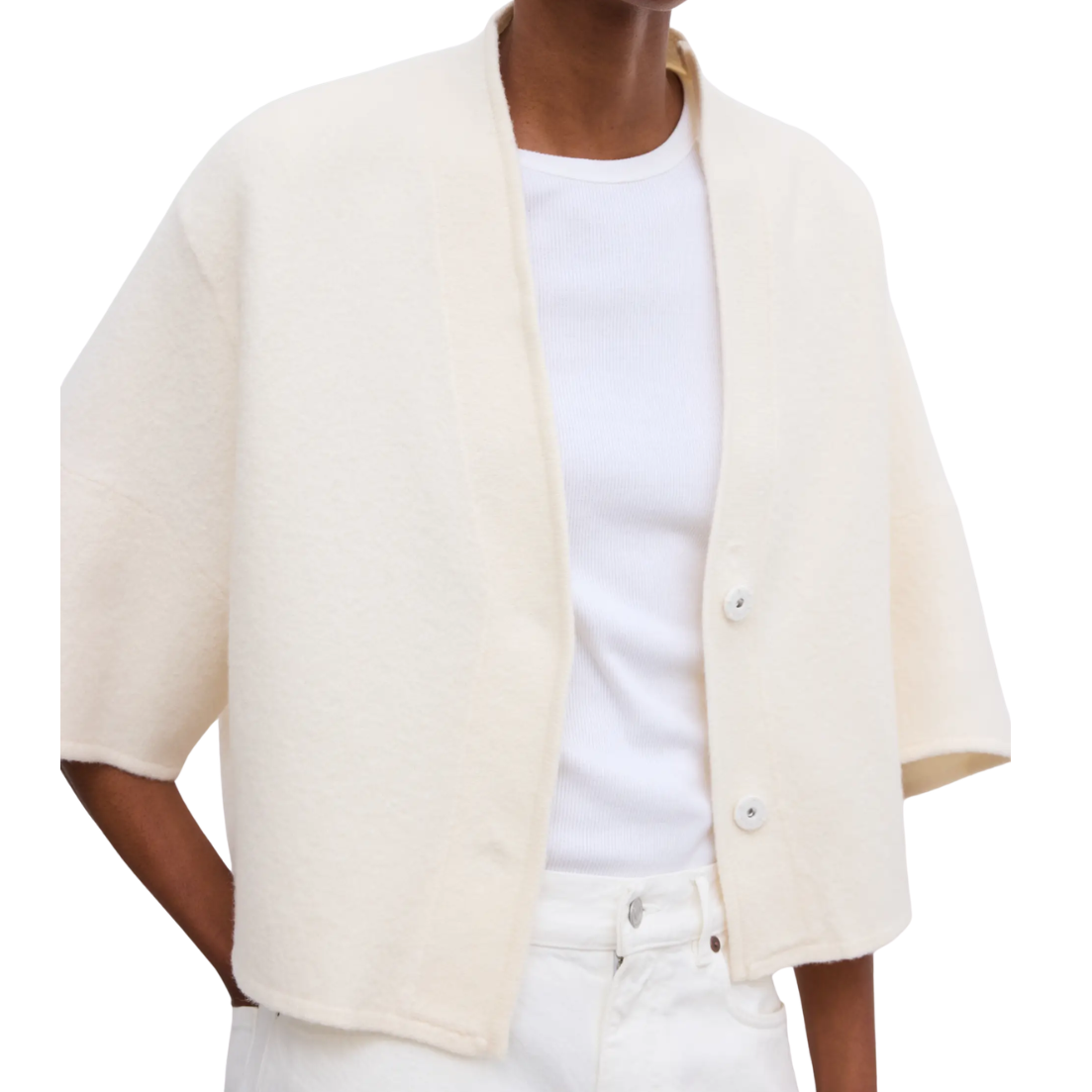 Short Wool Cardigan Off White