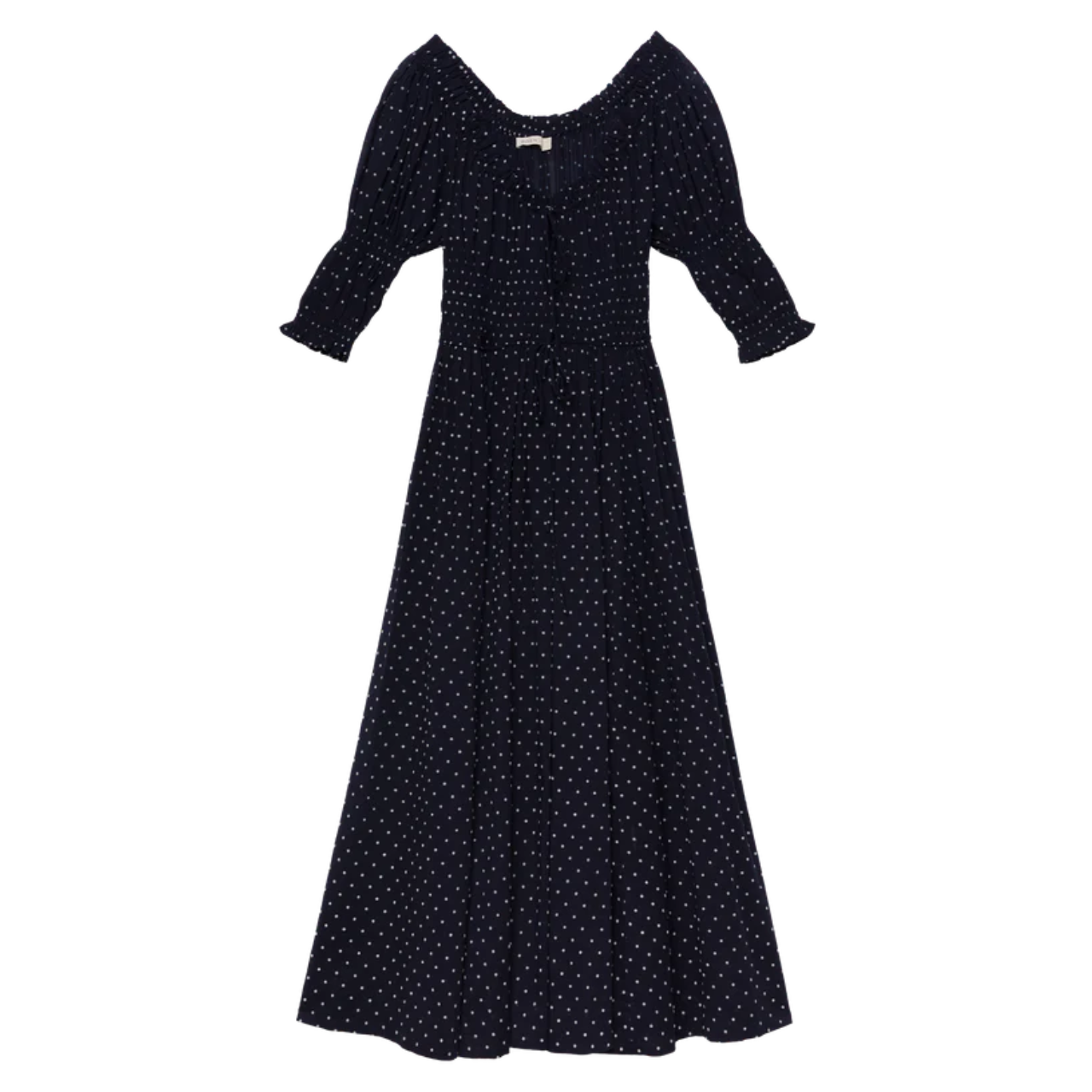 Ischia Navy Flock Dot Dress