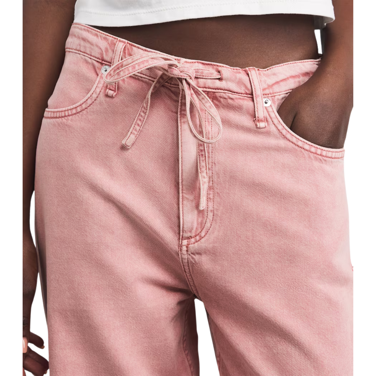 Phoebe Drawstring Jeans Wide Leg Raspberry