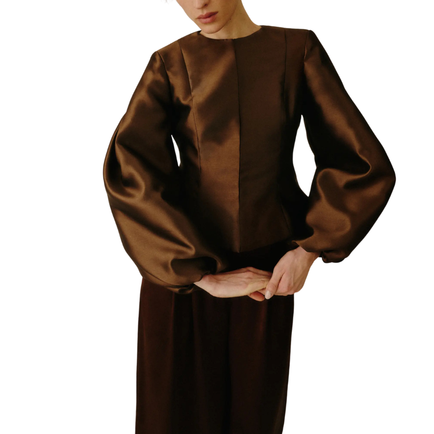 Vendela Balloon Sleeve Blouse Brown