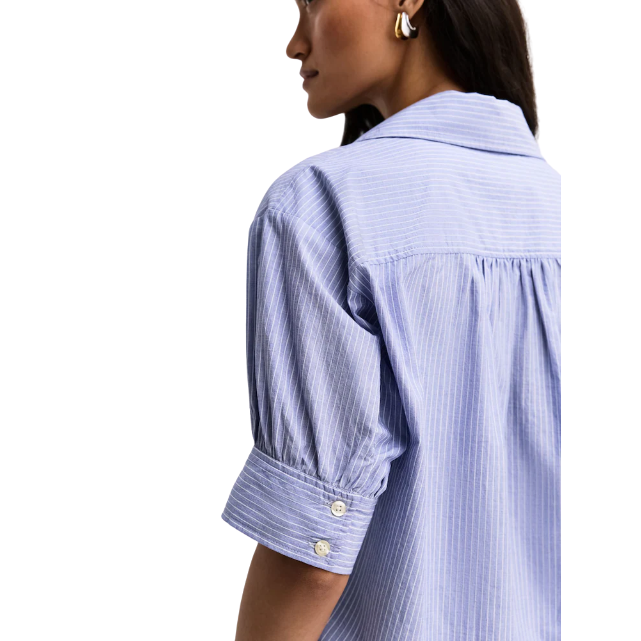 The Striped Popover Top Blue